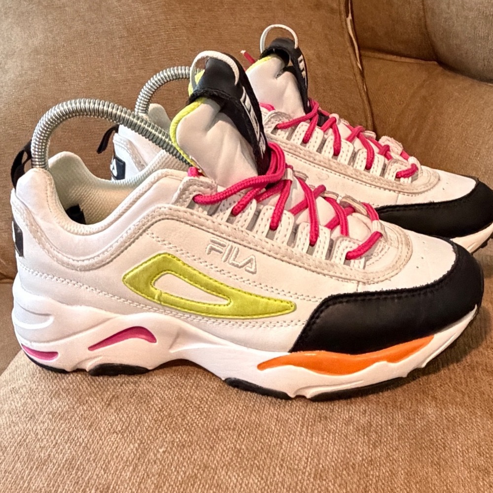 Fila Ray Tracer White Black Multi Color Chunky Sneakers Womens 8 5FM00650-133 - Picture 14 of 15